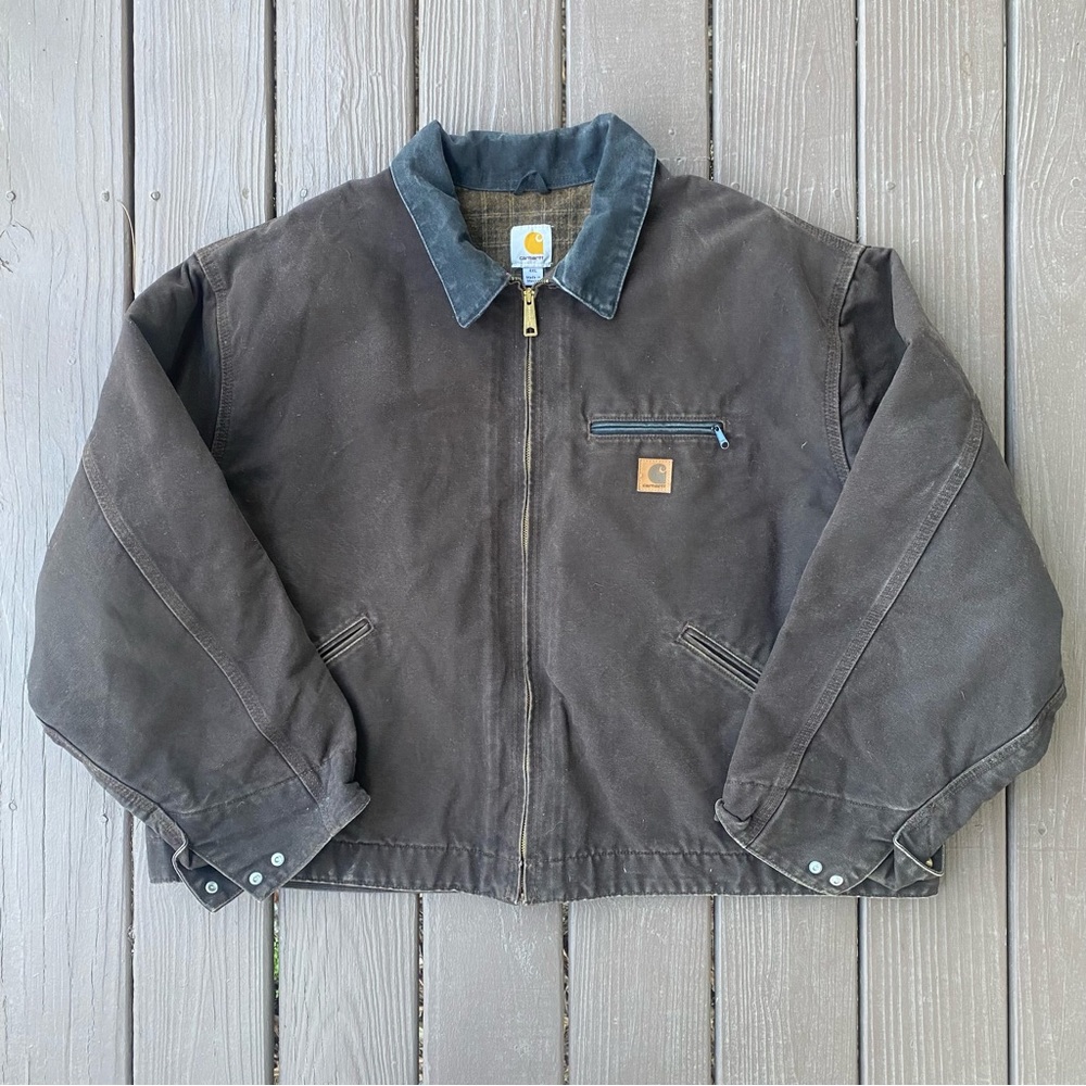 Carhartt Canvas Detroit Work Jacket Vintage Size 4XL Brown J97 DKB Blanket Lined